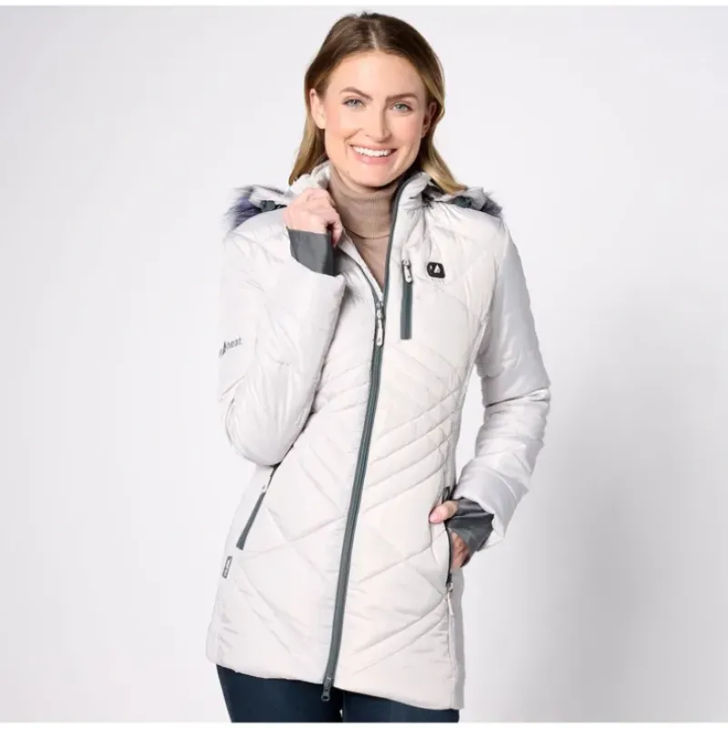 ActionHeat Women's 5V Heated Puffer Jacket w/ Faux Fur Hood - a world of fashionable women's clothing, including a wide selection of dresses and trendy accessories.> Flash Sale