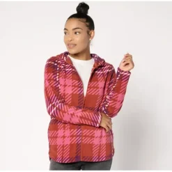 Active Fleece Printed Zip Front Hooded Jacket - a world of fashionable women's clothing, including a wide selection of dresses and trendy accessories.< Shop All