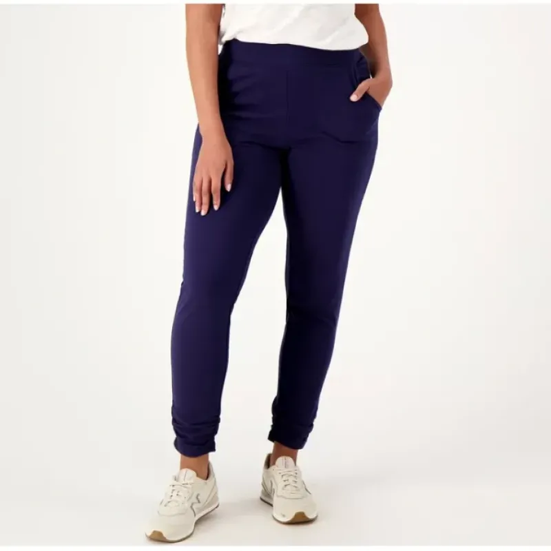 Active French Terry Ankle Length Ruched Pants - a world of fashionable women's clothing, including a wide selection of dresses and trendy accessories.< Fashion