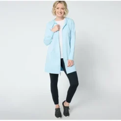 Active French Terry Petite Hooded ZipFront Tunic Jacket - a world of fashionable women's clothing, including a wide selection of dresses and trendy accessories.< Hat