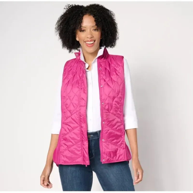 Active Knit /Woven Mix Quilted Vest - a world of fashionable women's clothing, including a wide selection of dresses and trendy accessories.< Fashion