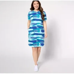 Active Petite Printed French Terry T-Shirt Dress - a world of fashionable women's clothing, including a wide selection of dresses and trendy accessories.< Dresses