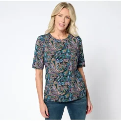 Active Printed Jersey Elbow Sleeve Ruched Top - a world of fashionable women's clothing, including a wide selection of dresses and trendy accessories.< Fashion