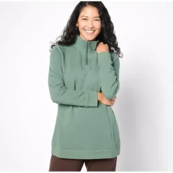 Active Regular French Terry Quarter Zip Tunic - a world of fashionable women's clothing, including a wide selection of dresses and trendy accessories.> Discount