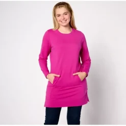 Active Regular French Terry Crewneck Tunic - a world of fashionable women's clothing, including a wide selection of dresses and trendy accessories.< Fashion