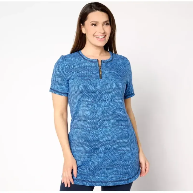 Active Regular French Terry Short-Sleeve Tunic - a world of fashionable women's clothing, including a wide selection of dresses and trendy accessories.< Fashion