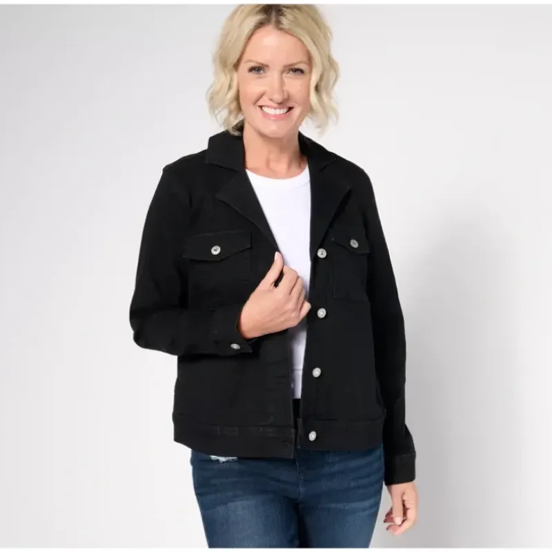 Adaptive Black Classic Denim Jacket with Pockets - a world of fashionable women's clothing, including a wide selection of dresses and trendy accessories.> Flash Sale