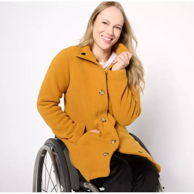 Adaptive Button Fleece Bonded w/ Sherpa Jacket - a world of fashionable women's clothing, including a wide selection of dresses and trendy accessories.> Store