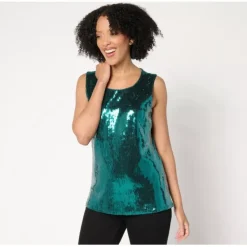 Adaptive Sequin Front Scoop Neck Tank Top - a world of fashionable women's clothing, including a wide selection of dresses and trendy accessories.< Dresses