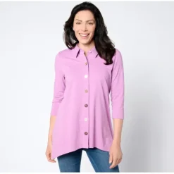 Adaptive Texture Knit 3/4 Sleeve Button Tunic - a world of fashionable women's clothing, including a wide selection of dresses and trendy accessories.< Fashion