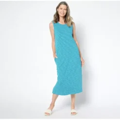 Adaptive Texture Knit Midi Tank Dress w/ Keyhole Back - a world of fashionable women's clothing, including a wide selection of dresses and trendy accessories.< Dresses