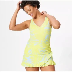 AmberNoon II by Dr. Erum Ilyas UPF 50 Palm Leaf Printed Wrap Swim Dress - a world of fashionable women's clothing, including a wide selection of dresses and trendy accessories.< Dresses