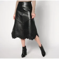 American Leather Co. Regular Leather Midi Skirt with Scalloped Hem - a world of fashionable women's clothing, including a wide selection of dresses and trendy accessories.> Sale
