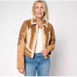 American West by Carolyn Pollack Color Blocked Suede Jacket - a world of fashionable women's clothing, including a wide selection of dresses and trendy accessories.< Shop All