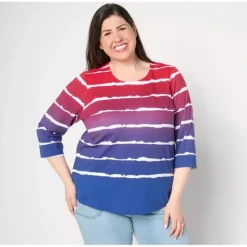 Americana Favorite Jersey Ombre Striped 3/4 Sleeve Top - a world of fashionable women's clothing, including a wide selection of dresses and trendy accessories.> Best