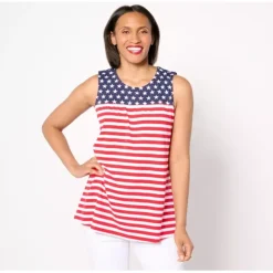 Americana Printed Stars Stripes Swing Tank Top - a world of fashionable women's clothing, including a wide selection of dresses and trendy accessories.< Shop All