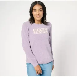 AnyBody Chenille Crewneck Message Sweater - a world of fashionable women's clothing, including a wide selection of dresses and trendy accessories.< Shop All