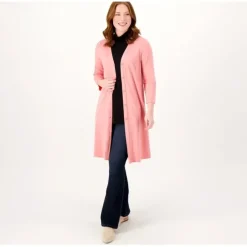 AnyBody Cozy Knit Button Front Long Cardigan - a world of fashionable women's clothing, including a wide selection of dresses and trendy accessories.< Shop All
