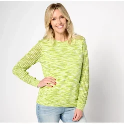 AnyBody Crewneck Mixed Stitch Basic Sweater - a world of fashionable women's clothing, including a wide selection of dresses and trendy accessories.< Shop All