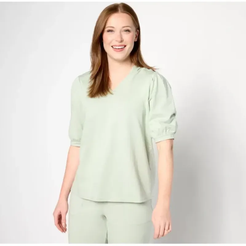 AnyBody Lounge Cozy Knit Puff-Sleeve Hooded Top - a world of fashionable women's clothing, including a wide selection of dresses and trendy accessories.< Dresses