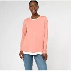 AnyBody Lounge Cozy Knit Two for One Top - a world of fashionable women's clothing, including a wide selection of dresses and trendy accessories.< Shop All