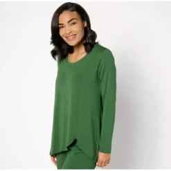 AnyBody Lounge Cozy Knit Asymmetric Hem Tunic Top - a world of fashionable women's clothing, including a wide selection of dresses and trendy accessories.< Shop All