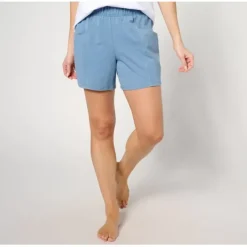 AnyBody Lounge Petite Beach Wash Pull-On Shorts - a world of fashionable women's clothing, including a wide selection of dresses and trendy accessories.< Shop All