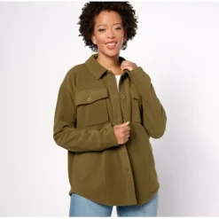 Anybody Lounge Polar Fleece Button Front Shacket - a world of fashionable women's clothing, including a wide selection of dresses and trendy accessories.< Shop All