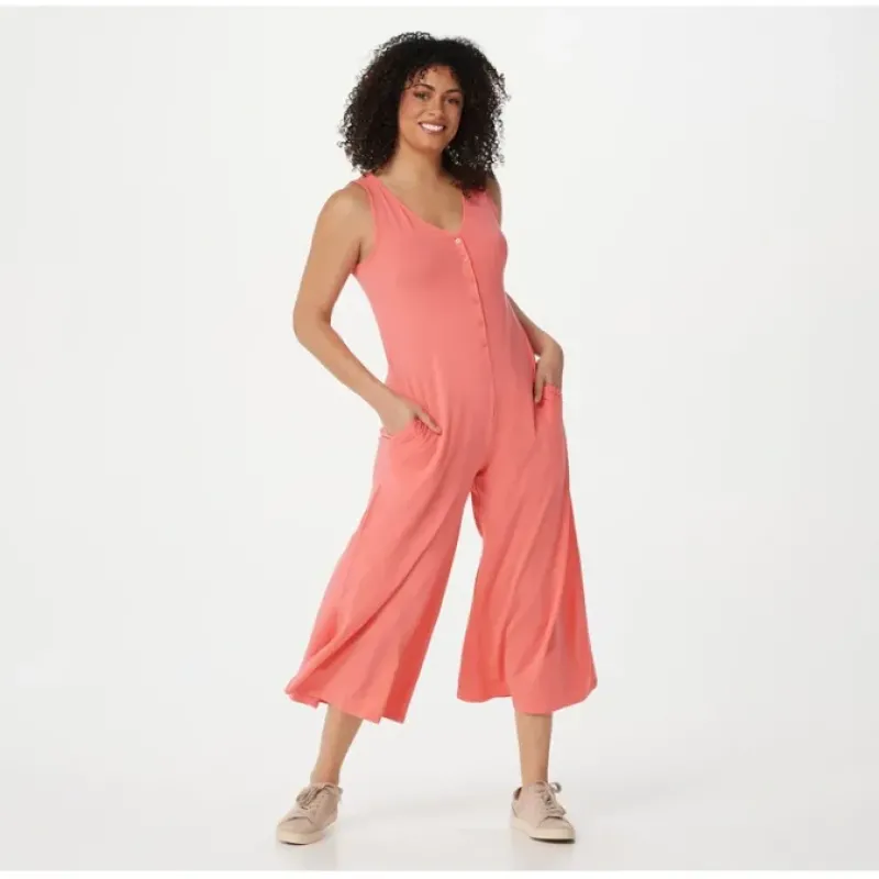 AnyBody Petite Cozy Knit Luxe Button Down Sleeveless Jumpsuit - a world of fashionable women's clothing, including a wide selection of dresses and trendy accessories.< Fashion