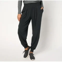 AnyBody Petite Cozy Knit Pleat Detail Joggers with Smocked Waist - a world of fashionable women's clothing, including a wide selection of dresses and trendy accessories.< Shop All