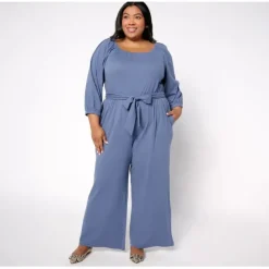 AnyBody Petite DayDreamer Knit 3/4 Sleeve Tie Waist Jumpsuit - a world of fashionable women's clothing, including a wide selection of dresses and trendy accessories.< Shop All