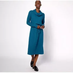 AnyBody Petite Rib Knit Cowl Neck Dress - a world of fashionable women's clothing, including a wide selection of dresses and trendy accessories.< Dresses