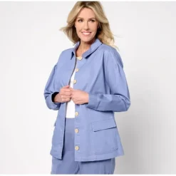 AnyBody Regular All Stretch Twill Utility Jacket - a world of fashionable women's clothing, including a wide selection of dresses and trendy accessories.< Shop All