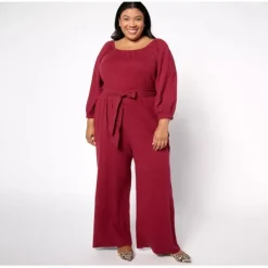 AnyBody Regular DayDreamer Knit 3/4 Sleeve Tie Waist Jumpsuit - a world of fashionable women's clothing, including a wide selection of dresses and trendy accessories.< Shop All