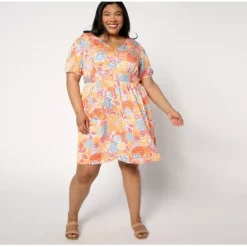 AnyBody Regular Printed Puff Sleeve Woven Dress - a world of fashionable women's clothing, including a wide selection of dresses and trendy accessories.< Dresses