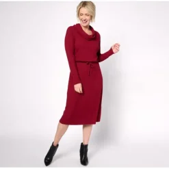 AnyBody Regular Rib Knit Cowl-Neck Dress - a world of fashionable women's clothing, including a wide selection of dresses and trendy accessories.< Dresses