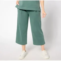 AnyBody Regular Washed French Terry Cropped Wide Leg Pant - a world of fashionable women's clothing, including a wide selection of dresses and trendy accessories.< Fashion