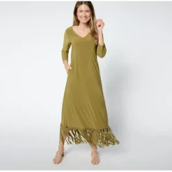 Attitudes by Renee Como Jersey Fringe Maxi Dress - a world of fashionable women's clothing, including a wide selection of dresses and trendy accessories.< Dresses