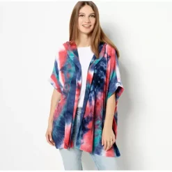 Attitudes by Renee Malibu Knit Tie Dye Hooded Ruana - a world of fashionable women's clothing, including a wide selection of dresses and trendy accessories.< Fashion