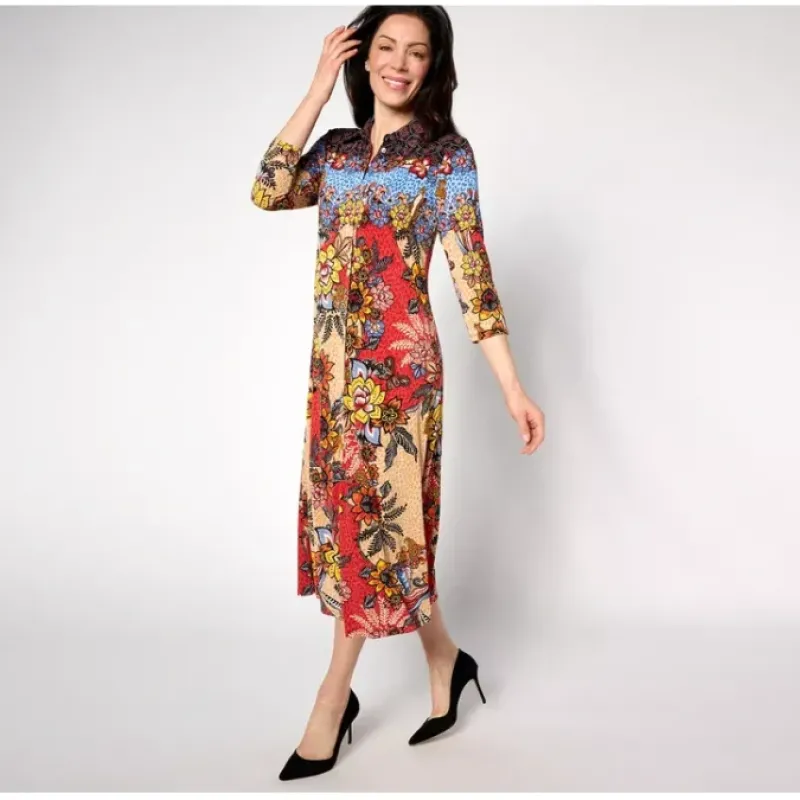 Attitudes by Renee Petite Border Print Button Dress - a world of fashionable women's clothing, including a wide selection of dresses and trendy accessories.< Dresses