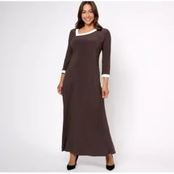 Attitudes by Renee Petite Como Jersey Asymmetric Neck Maxi Dress - a world of fashionable women's clothing, including a wide selection of dresses and trendy accessories.< Dresses