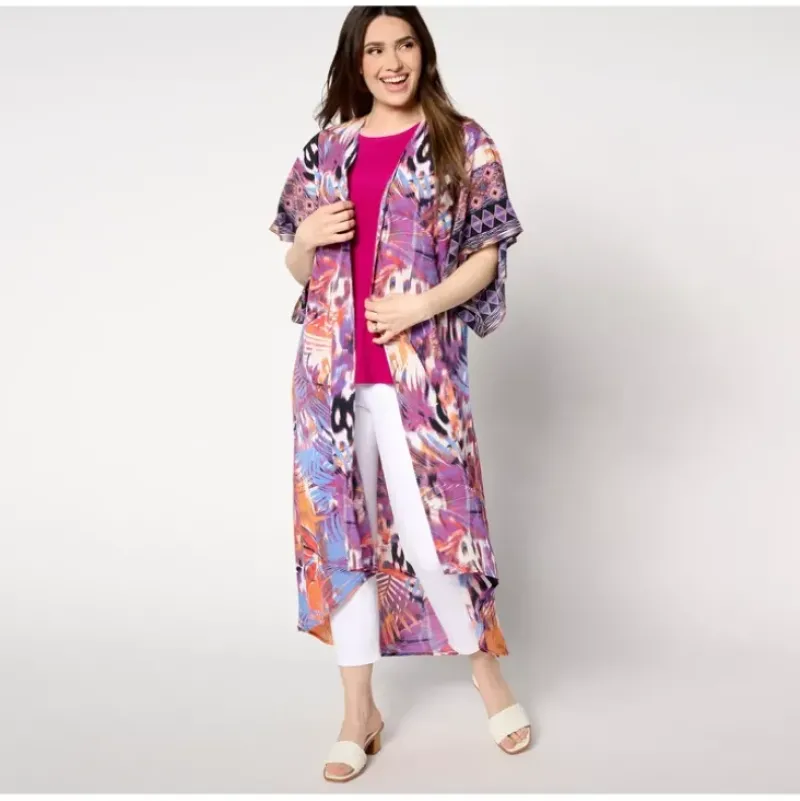 Attitudes by Renee Petite Border Print Duster - a world of fashionable women's clothing, including a wide selection of dresses and trendy accessories.> Sale
