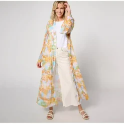 Attitudes by Renee Regular Pleated Triple Mesh Duster - a world of fashionable women's clothing, including a wide selection of dresses and trendy accessories.> Best Sale