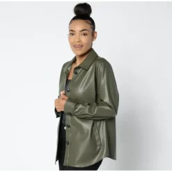 Belle by Kim Gravel Faux Leather Black Button Shacket - a world of fashionable women's clothing, including a wide selection of dresses and trendy accessories.> Flash Sale