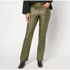 Belle by Kim Gravel Regular Rebelleious Coated Twill Baby Boot Pant - a world of fashionable women's clothing, including a wide selection of dresses and trendy accessories.> Online