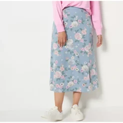Candace Cameron Bure Petite Printed Midi Skirt with Side Slit - a world of fashionable women's clothing, including a wide selection of dresses and trendy accessories.> Flash Sale