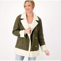 Candace Cameron Bure Sherpa Lined Faux Suede Peacoat - a world of fashionable women's clothing, including a wide selection of dresses and trendy accessories.> New