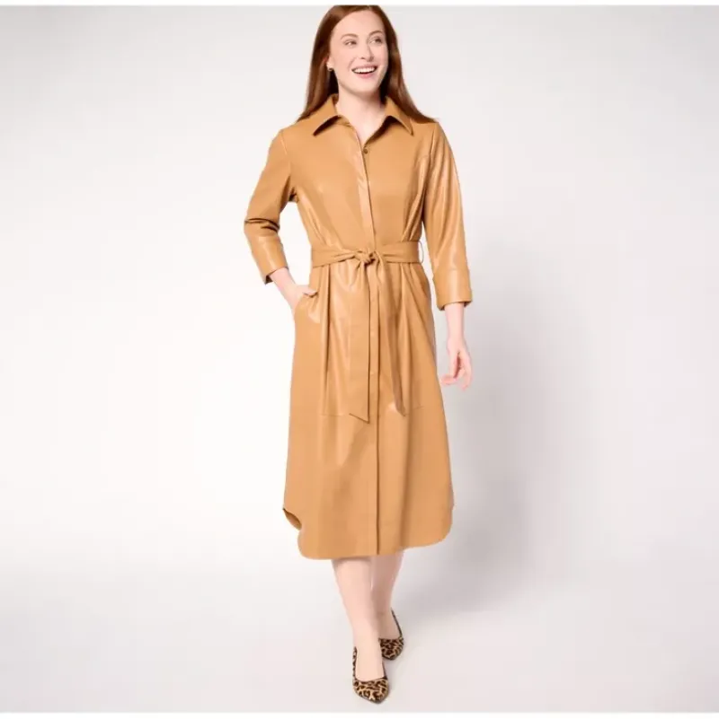 Carla Rockmore Collection Petite Faux Leather Lady Shirtdress - a world of fashionable women's clothing, including a wide selection of dresses and trendy accessories.> Sale
