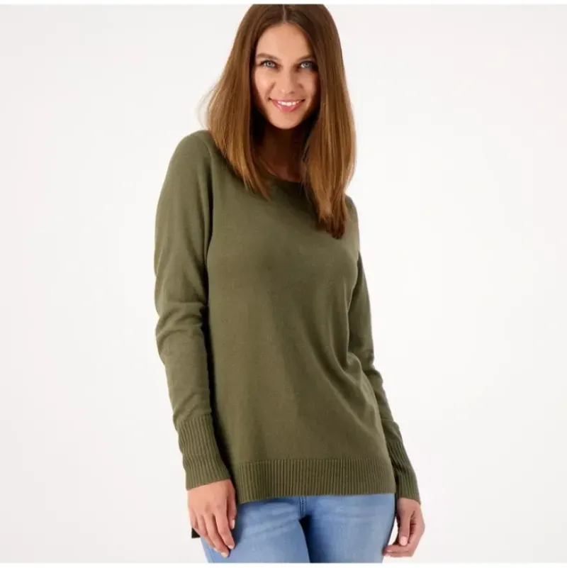 Crew Neck Long Sleeve Hi-Low Pullover Sweater - a world of fashionable women's clothing, including a wide selection of dresses and trendy accessories.> Outlet