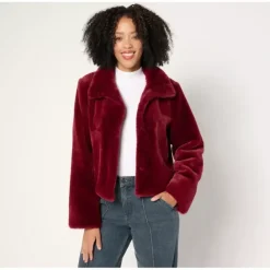 Dennis Basso Faux-Fur Cropped Jacket w/ Convertible Collar - a world of fashionable women's clothing, including a wide selection of dresses and trendy accessories.> Best Sale